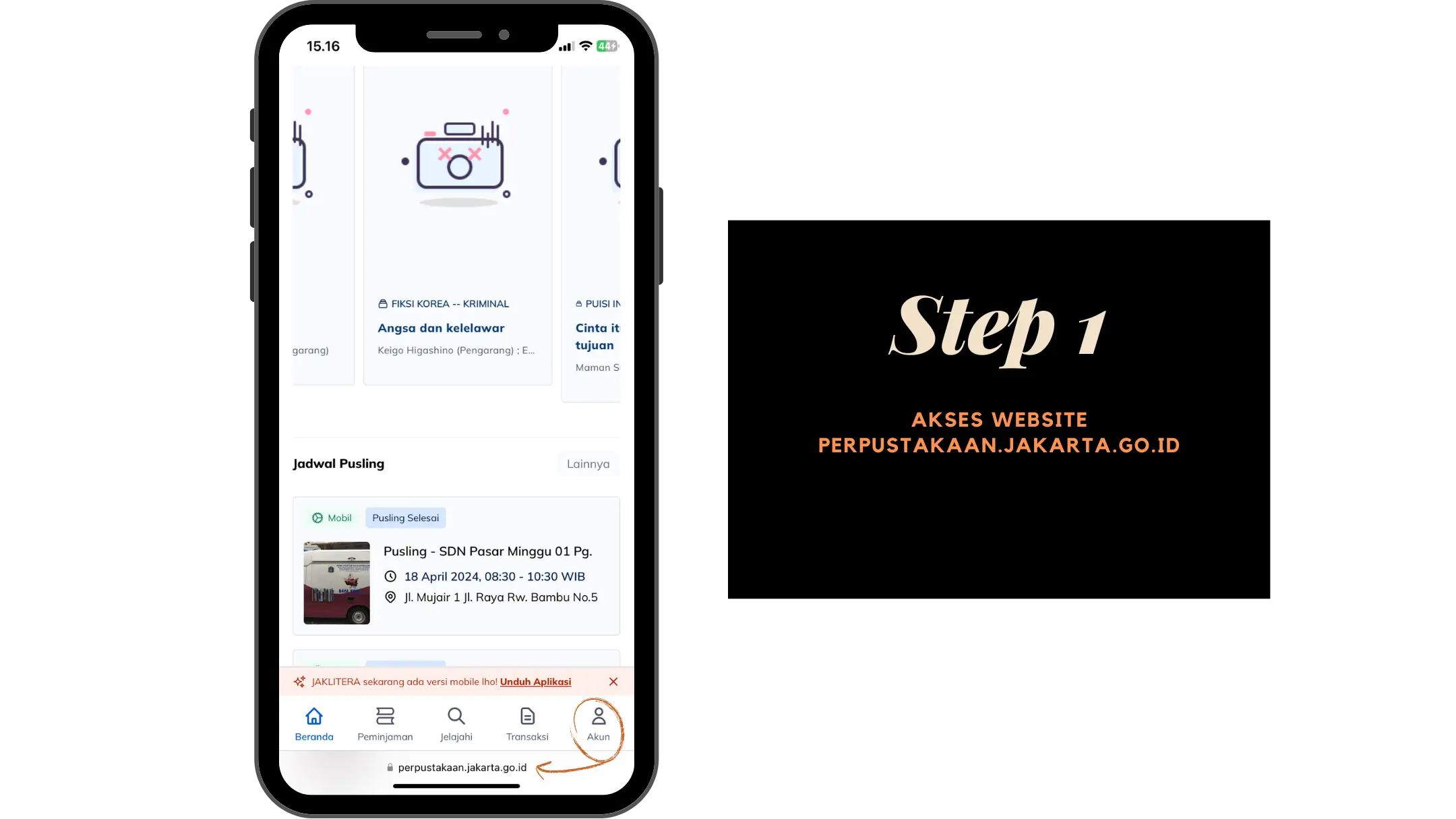 Step 1 Akses website Perpustakaan Jakarta