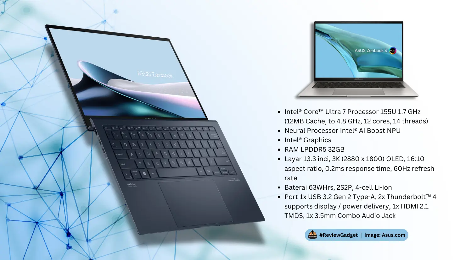 Spesifikasi ASUS Zenbook S13 OLED UX5304