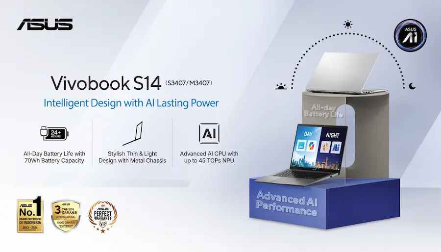 Laptop AI dengan ketahanan baterai lebih dari 24 jam dalam sekali pengecasan